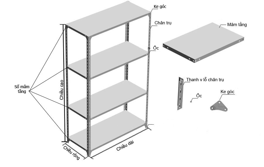 Kệ sắt V lỗ