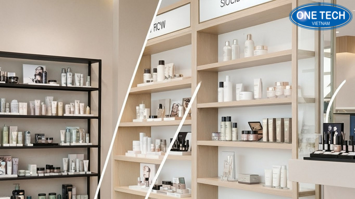 Bảng so sánh sắt sơn tĩnh điện, gỗ MDF và kính cường lực cho kệ trưng bày mỹ phẩm theo ưu nhược điểm