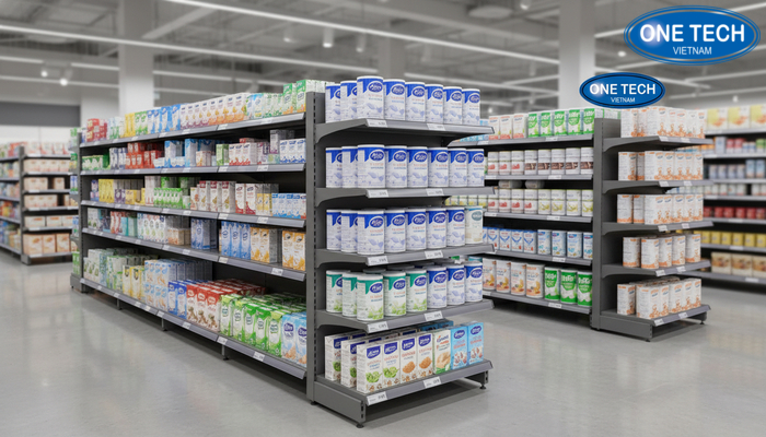 Sắp xếp sữa khoa học trên kệ trưng bày Cách sắp xếp sữa hộp giấy và sữa bột khoa học trên kệ