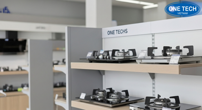 Hình ảnh thực tế lắp đặt kệ trưng bày bếp gas tại Đồng Tháp