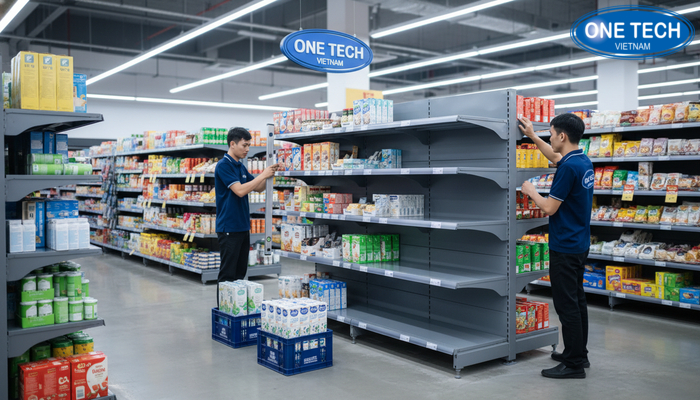 Kỹ thuật lắp đặt kệ trưng bày sữa Đội ngũ kỹ thuật lắp đặt kệ trưng bày sữa đúng kỹ thuật