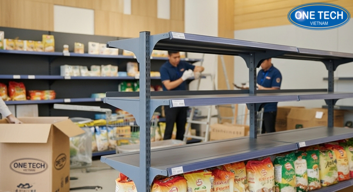 Giao hàng lắp đặt kệ trưng bày gạo tại Đồng Tháp Đóng gói giao hàng và lắp đặt kệ tại Đồng Tháp