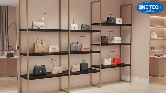Mẫu kệ trưng bày túi xách OneTech gợi ý cho shop túi, ảnh 1