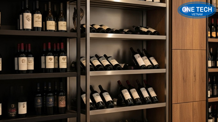 So sánh bề mặt sơn tĩnh điện, bề mặt inox và vân gỗ dùng cho kệ trưng bày rượu