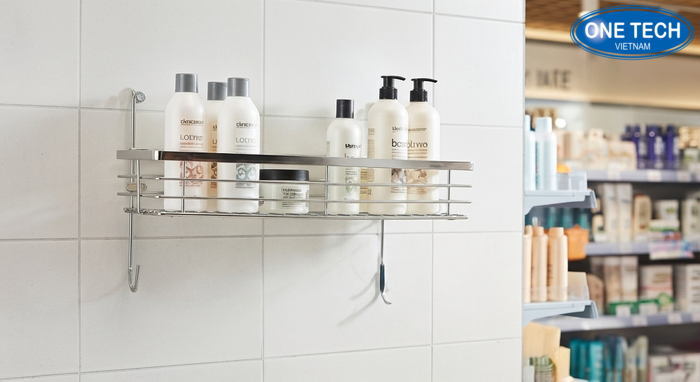 Mẫu kệ treo dầu gội dây inox 304 chống gỉ, dễ vệ sinh