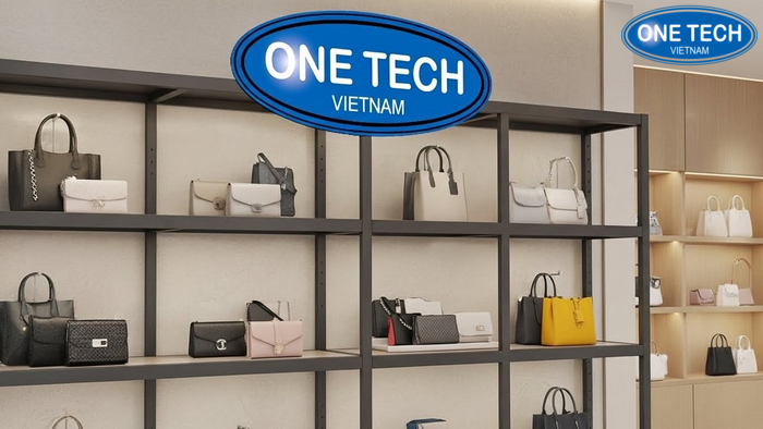 Minh họa khoảng cách tầng kệ hợp lý cho túi cao và túi thấp để trưng bày đẹp