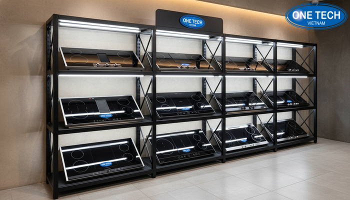 Mô hình bố trí ánh sáng giúp khu kệ bếp từ nổi bật hơn