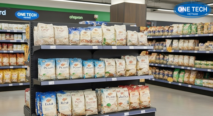 Cách xếp bao gạo lên kệ để lộ thương hiệu Series 3 bước xếp bao gạo để lộ logo: dựng viền xếp giữa căn mặt