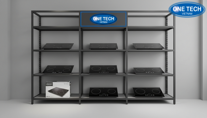 Minh họa kích thước mặt kệ tối thiểu 40cm cho bếp từ