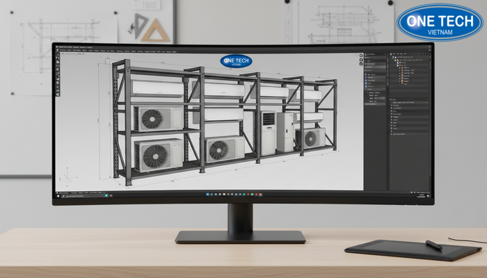 Thiết kế 3D kệ trưng bày điều hoà Bản vẽ 3D thiết kế kệ trưng bày điều hoà theo yêu cầu