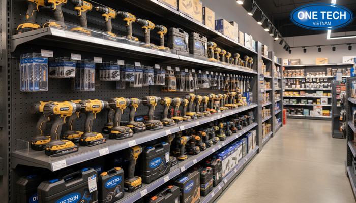 Bảng so sánh tiêu chí lựa chọn kệ trưng bày máy khoan theo tải trọng, kích thước và phụ kiện