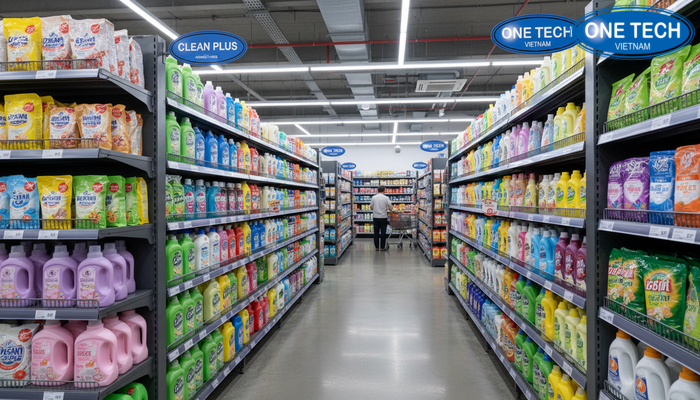 Mẫu kệ trưng bày nước giặt bán chạy Bộ sưu tập kệ trưng bày nước giặt phù hợp siêu thị và cửa hàng