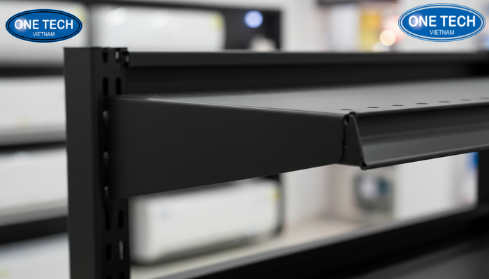 Lớp sơn kệ trưng bày điều hoà Cận cảnh lớp sơn tĩnh điện trên kệ trưng bày điều hoà