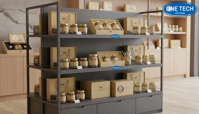 Mẫu kệ trưng bày yến sào nhỏ gọn cho cửa hàng vừa và nhỏ