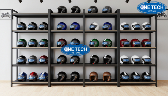 Kệ 5 tầng sắt sơn tĩnh điện trưng bày mũ bảo hiểm