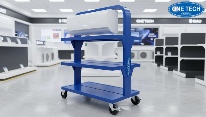 Kệ trưng bày điều hoà di động Kệ trưng bày điều hoà có bánh xe và chốt khóa