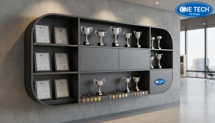 Kệ trưng bày đa năng kết hợp bằng khen huy chương và cúp