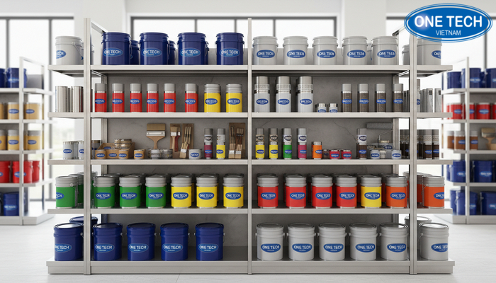 Kệ inox chống gỉ cho khu trưng bày sơn cao cấp