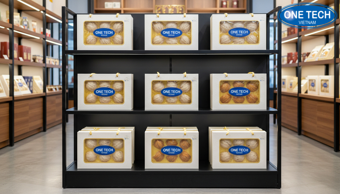 Kệ inox sơn tĩnh điện trưng bày yến sào hiện đại