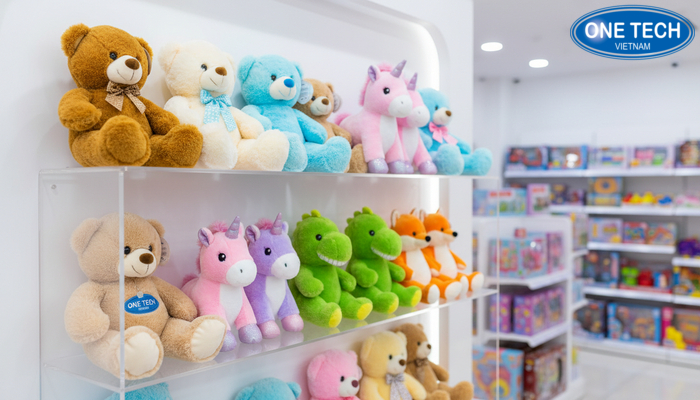 Kệ mica trong suốt giúp làm nổi bật gấu bông