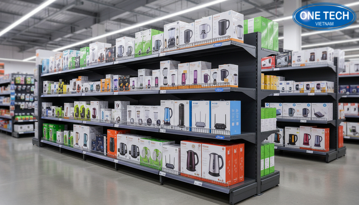 Kệ siêu thị đa năng trưng bày điện máy Kệ siêu thị đa năng trưng bày đồ điện gia dụng nhiều tầng
