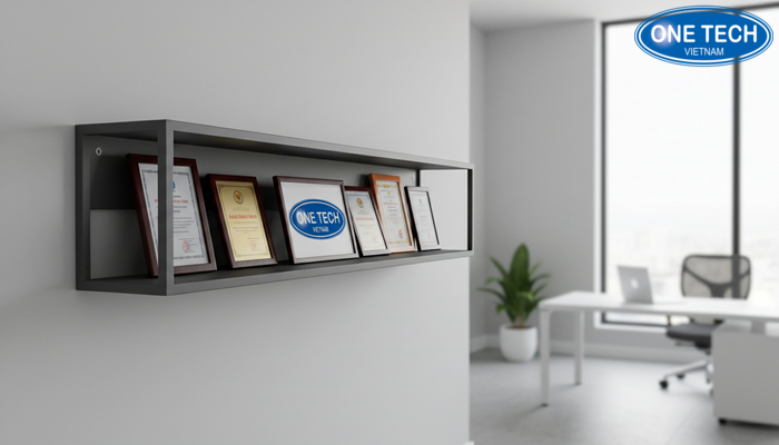 Kệ treo tường trưng bày bằng khen gọn tiết kiệm diện tích