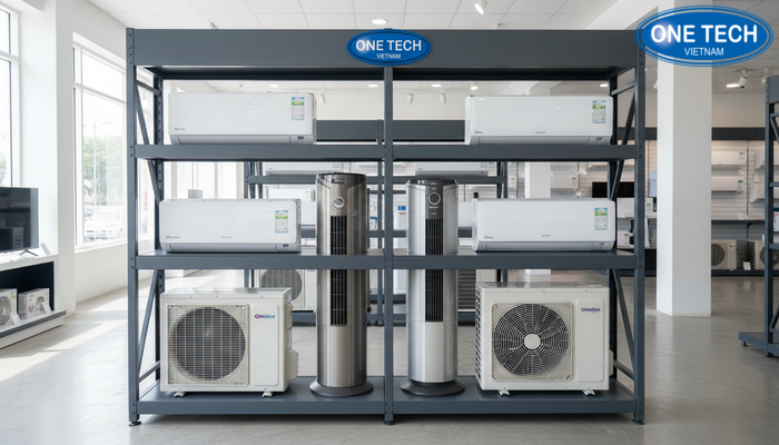 Kệ trưng bày điều hoà showroom Mẫu kệ trưng bày điều hoà tại showroom thực tế