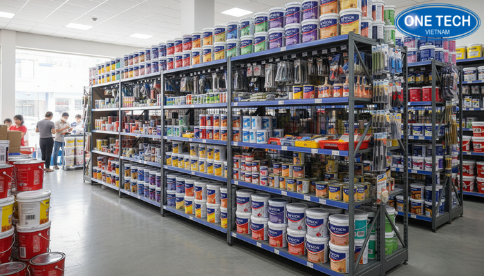 Mẫu kệ trưng bày sơn nước lắp đặt thực tế tại Đồng Tháp