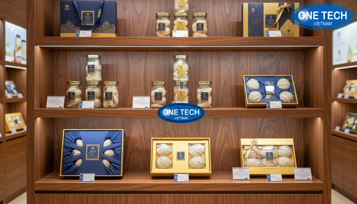 Mẫu kệ vân gỗ nhiều tông màu phù hợp trưng bày yến sào