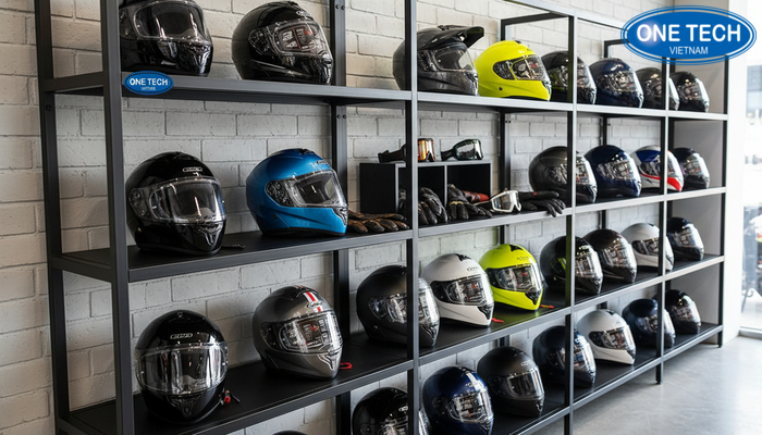 Thiết kế kệ để mũ bảo hiểm gọn nhẹ, dễ cất lấy