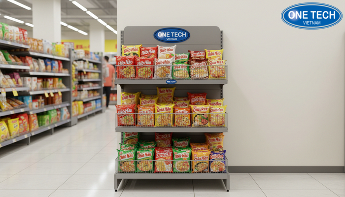 Kệ rổ mì dạng đơn thiết kế gọn, dễ bố trí sát tường