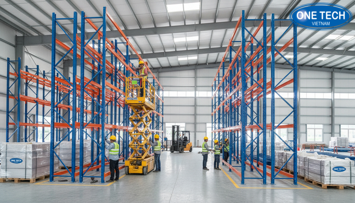 Ảnh thực tế lắp đặt kệ double deep tại Đồng Tháp