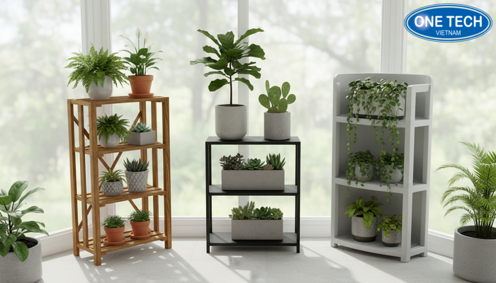 So sánh vật liệu kệ trưng bày cây cảnh Bảng so sánh vật liệu và thiết kế kệ trưng bày cây cảnh theo nhu cầu sửb dụng