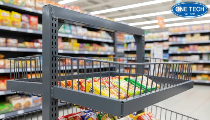 Cấu tạo khung và mối hàn kệ rổ mì chắc chắn