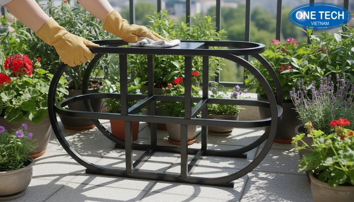 Chăm sóc kệ trưng bày cây cảnh hiệu quả Vệ sinh kệ trưng bày cây cảnh ngoài trời giúp hạn chế ẩm và nấm