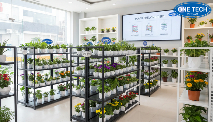 Địa chỉ mua kệ trưng bày cây cảnh tại Đồng Tháp Hình ảnh cửa hàng OneTech tại Đồng Tháp và bảng giá kệ trưng bày cây cảnh minh họa