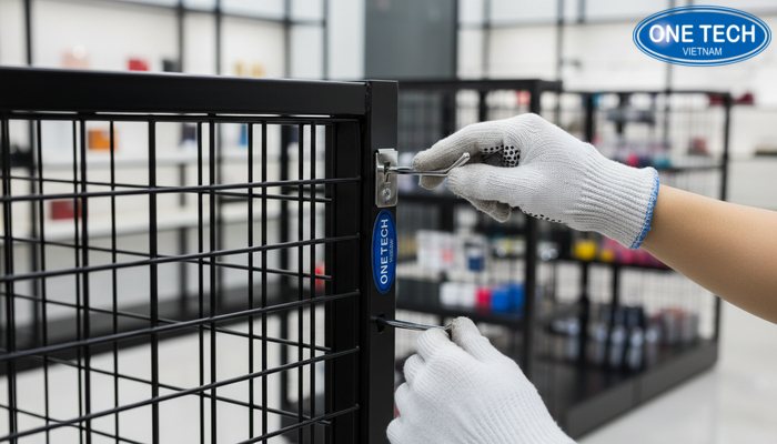 Các bước lắp đặt móc treo trên kệ lưới cho kệ móc treo phụ kiện