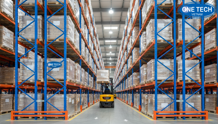 Mô phỏng cấu trúc kệ drive in và hướng di chuyển xe nâng trong kênh kệ