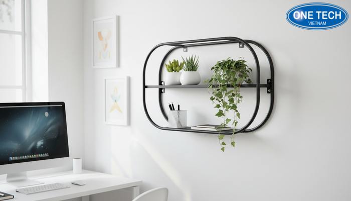 Kệ trưng bày cây cảnh treo tường Kệ treo tường trang trí cây cảnh cho văn phòng nhỏ