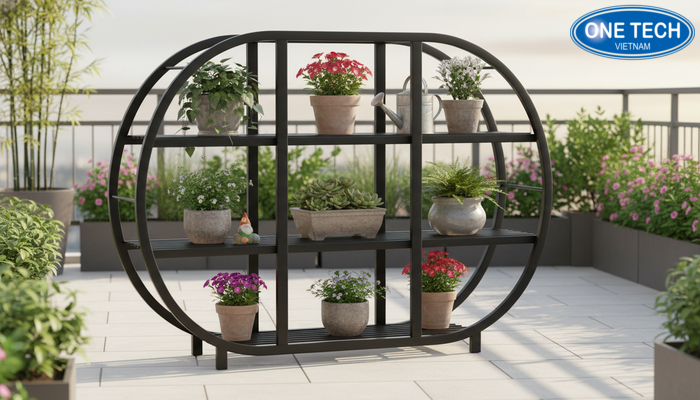 Kệ trưng bày cây cảnh ngoài trời bền chắc Kệ trưng bày cây cảnh sắt sơn tĩnh điện bền chắc dùng ngoài trời