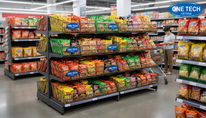 Kệ trưng bày mì tôm đa năng kèm phụ kiện giá kệ trưng bày mì