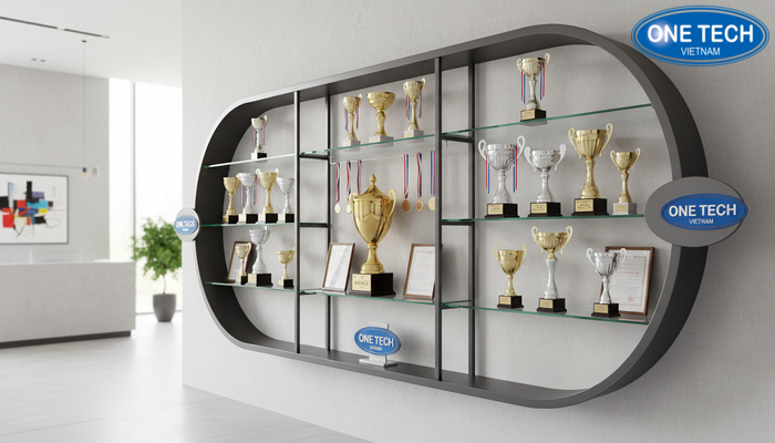 Không gian trưng bày cúp chuyên nghiệp tạo điểm nhấn và truyền cảm hứng