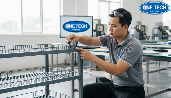 Kiểm tra mối hàn và độ dày khung trước khi chọn kệ rổ mì