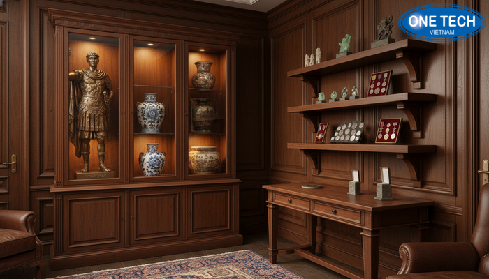 Kiểu dáng kệ trưng bày đồ cổ phổ biến Mẫu tủ kệ giả cổ và kệ treo tường trưng bày đồ cổ nhỏ