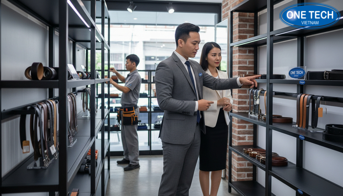 Tư vấn lắp đặt kệ trưng bày thắt lưng Đồng Tháp Hình ảnh tư vấn và lắp đặt kệ trưng bày thắt lưng tại cửa hàng