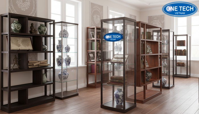 Kệ siêu thị Đồng Tháp OneTech Hình ảnh trưng bày sản phẩm kệ và tủ trưng bày tại Đồng Tháp