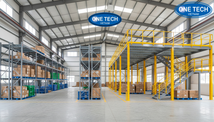 So sánh kệ sắt truyền thống và kệ sàn mezzanine trong cùng diện tích kho