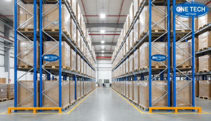 Kệ drive in trong kho cơ khí khi hàng đóng pallet ổn định
