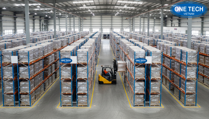 Ví dụ bố trí kho với kệ Push Back và lối đi xe nâng tối ưu