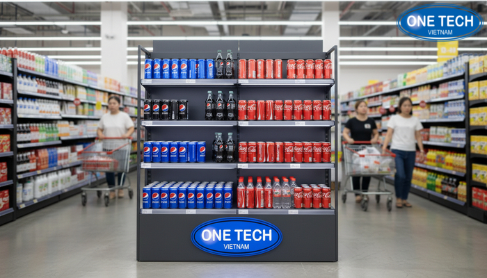 Vị trí đặt kệ quảng cáo hiệu quả Ví dụ vị trí đặt kệ quảng cáo gần lối đi chính giúp tăng tầm nhìn và lượng tiếp cận